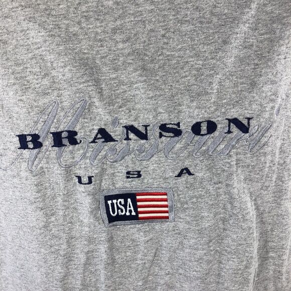 VINTAGE BRANSON MISSOURI SHIRT EMBROIDERED GRAY SIZE XL USA FLAG 2000s 90s TEE - Picture 2 of 9